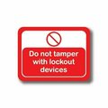 Ergomat 12in x 9in RECTANGLE SIGNS - Do Not Tamper With Lockout Devices DSV-SIGN 108 #2046 -UEN